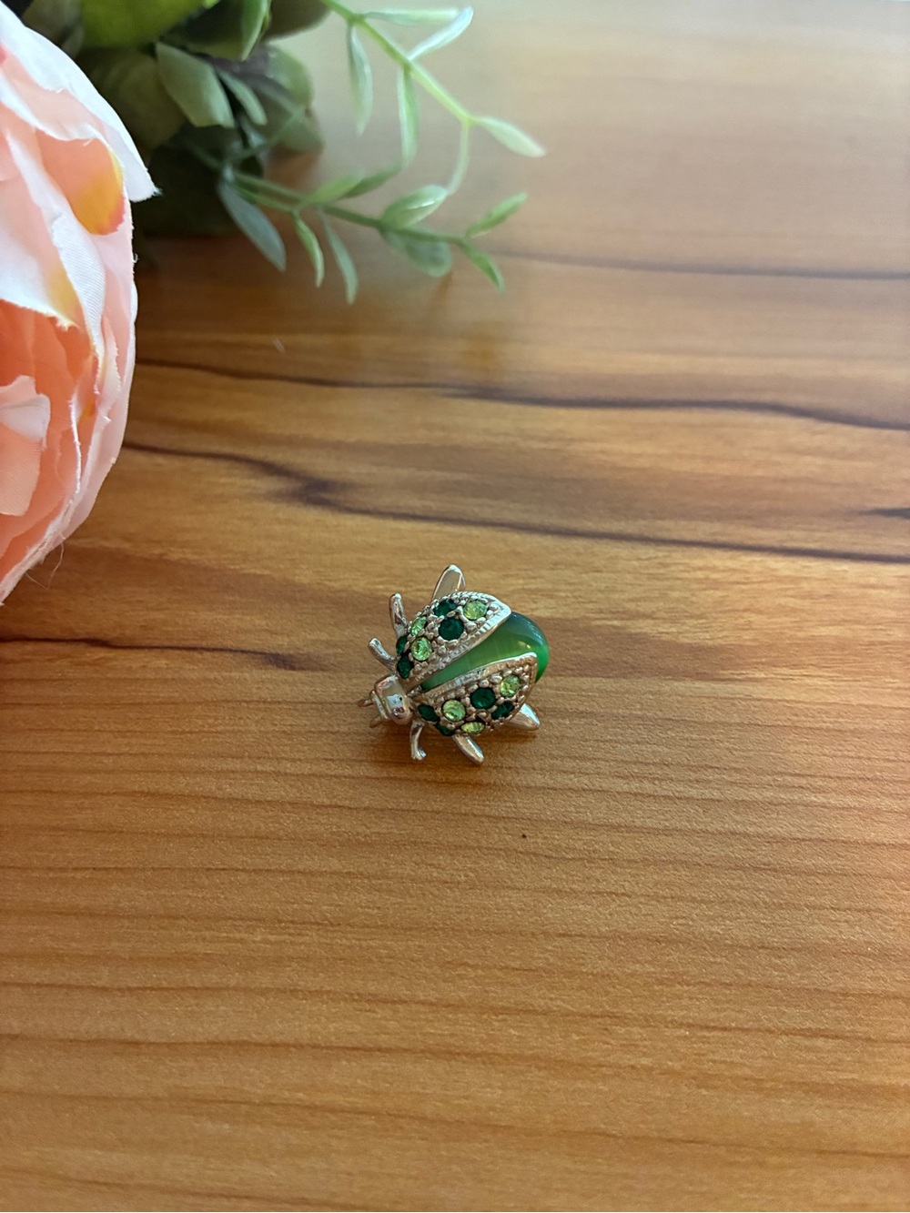 Green Crystal Ladybug Brooch Pin - Women Jewelry
